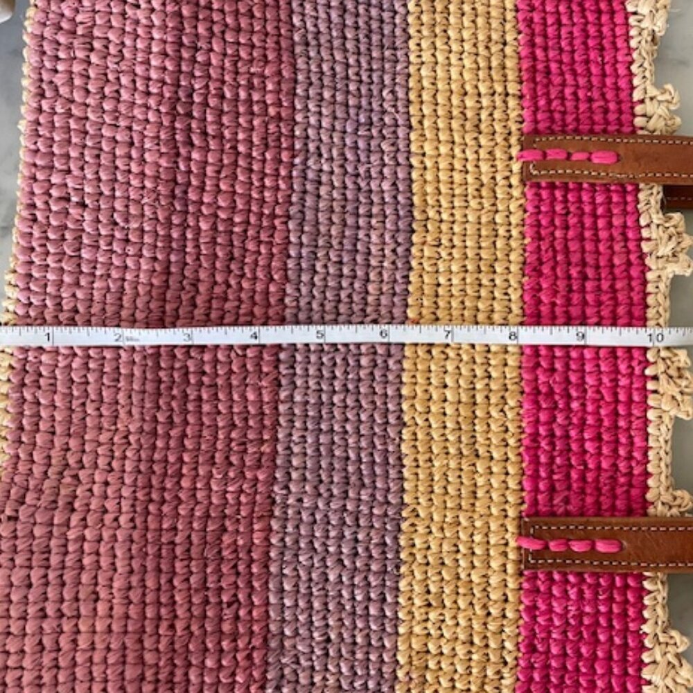 MAR Y SOL Allegra Raffia Woven Large Tote Bag Pink Purple Stripe - Picture 12 of 15